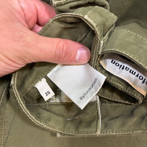 Reformation Utility Ankle Pants Army Green Surplus Fabric High Waist Womens 25 - Picture 6 of 10